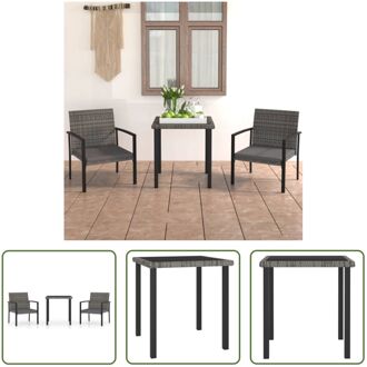 Tuinset Poly Rattan - Grijs/Zwart - 70x70x73 cm - Stevig en stabiel - Lichtgewicht - Weerbestendig