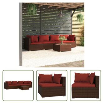 Tuinset - Poly rattan - Modulair Design - Hoogwaardig materiaal - Stabiel frame - Comfortabele kussens Bruin