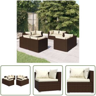 Tuinset - Poly Rattan - Modulair Design - Hoogwaardig Materiaal - Stevig Frame - Comfortabele Kussens Bruin