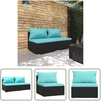 Tuinset - Poly Rattan - Modulair Design - Hoogwaardig Materiaal - Stevig Frame - Comfortabele Kussens Zwart