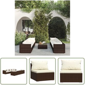 Tuinset Poly Rattan - Modulair design - Waterbestendig PE-rattan - Stevig stalen frame - Comfortabele Bruin