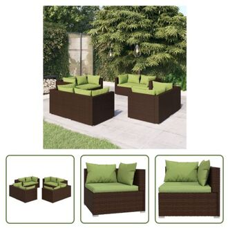 Tuinset Poly Rattan - Modulair Design - Waterbestendig - Staal Frame - Comfortabele Kussens - Bruin