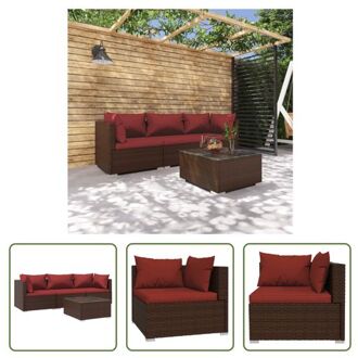 Tuinset Poly Rattan - Modulair Design - Waterbestendig - Stevig Frame - Comfortabele Kussens - Bruin