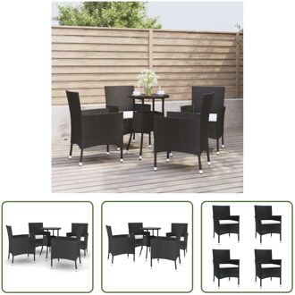 Tuinset - Poly Rattan - Zwart - 55 x 75 cm - 61 x 60 x 88 cm - Crèmewit kussen