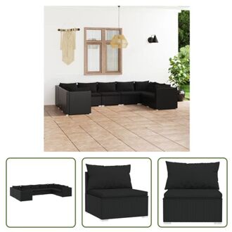 Tuinset - Poly Rattan - Zwart - Modulair design - Hoogwaardig materiaal - Stevig frame - Comfortabele