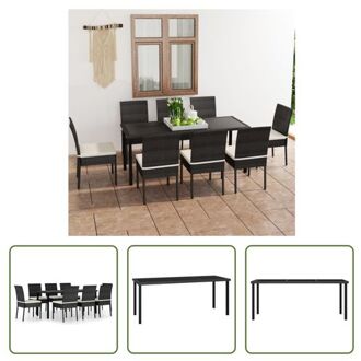 Tuinset - Prachtig Ontworpen - Stalen Frame - 180x70x73 cm - Weerbestendig PE-rattan - Zwart