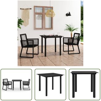 Tuinset PVC-rattan - 80x80x74cm - Zwart