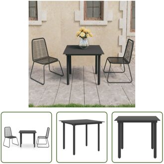 Tuinset - PVC-rattan - Staal - Zwart - 80x80x74 cm - 54x59x91 cm - Montage vereist