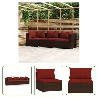 Tuinset - Rattan - 3-zitsbank - Bruin - Middenbank- 70x70x60.5cm - Hoekbank- 70x70x60.5cm