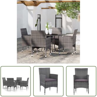 Tuinset - Rattan - Grijs - 80x75 cm - Met kussens