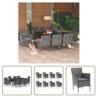 Tuinset - Rattan - HKC Tafelblad - 185x90x74cm - Grijs