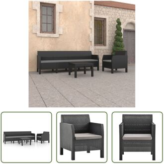 Tuinset - Rattan-look - 240 x 65 x 76 cm - Antraciet Grijs