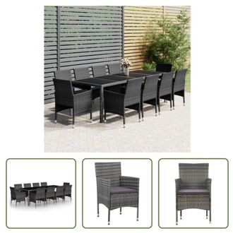 Tuinset - - Tafel- 250x100x75cm - Stoel- 52x57x84cm - Grijs - Weerbestendig