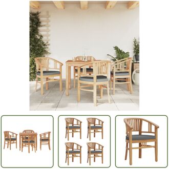 tuinset - teakhout - 85x85x75 cm - met kussens Bruin