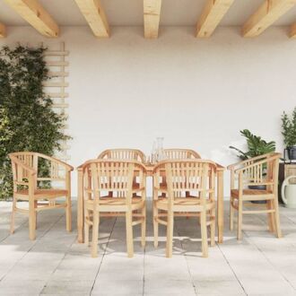 Tuinset Tivoli - Tafel 150x90x75 cm - 6 stoelen 61x58x88 cm - Massief teakhout - Waterbasisafwerking Bruin