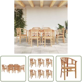 Tuinset Tivoli - Tafel 150x90x75 cm - 6 stoelen 61x58x88 cm - Massief teakhout - Waterbasisafwerking Bruin