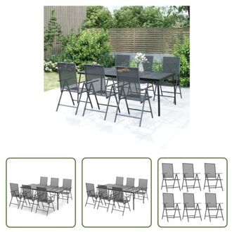 Tuinset - Verstelbaar - Stalen frame - Antraciet - 200x100x72 cm - Inclusief 6 tuinstoelen Grijs