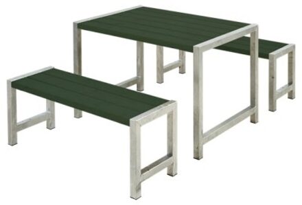 Tuinset vuren Café - Hout & Staal gegrond groen - 185 x 127 x 73 cm