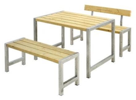 Tuinset vuren Café - Hout & Staal geïmpregneerd 1 rugleuning - 185 x 127 x 75 cm Bruin