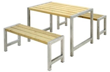 Tuinset vuren Café - Hout & Staal geïmpregneerd - 185 x 127 x 73 cm Bruin