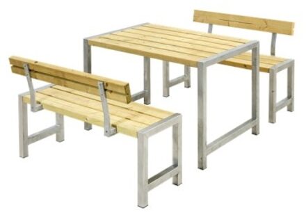 Tuinset vuren Café - Hout & Staal geïmpregneerd 2 rugleuningen - 185 x 127 x 75 cm Bruin