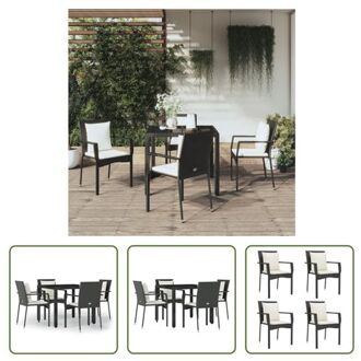 Tuinset Zwart - PE-rattan - 90x90x75 cm - Modulair design