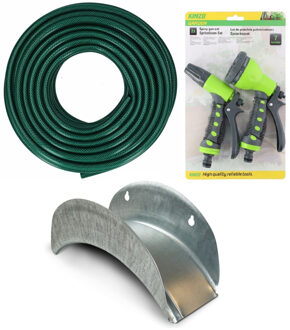 Tuinslang set 25 meter met 2 stuks sproeikoppen / broeskoppen en houder - Tuinslanghouders Multikleur