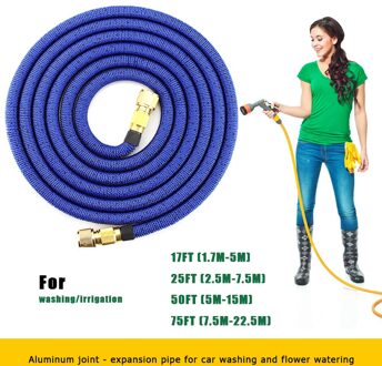 Tuinslang Water Uitbreidbaar Watering Slang Hoge Druk Wasstraat Expandable Garden Magic Tuinslang 50ft / blauw