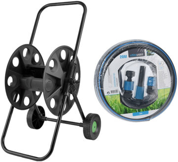Tuinslang / waterslang - 4-delig - 20 M - incl. haspel - voor 50 meter