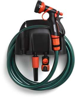 Tuinslanghouder voor aan de wand - kunststof - zwart - 16 x 25 x 15 cm