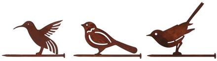 Tuinsteker Bird rusty metaal 18x1,5x13cm bruin