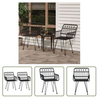 Tuinstoel Black - Staal - PE-rattan - 56x64x80 cm (BxDxH) - UV-bestendig Zwart