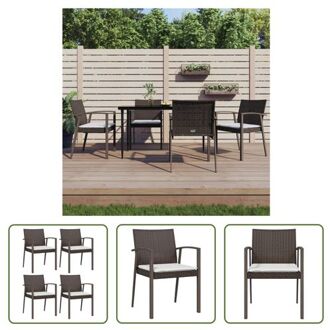 Tuinstoel - Bruin - PE-rattan/Staal - 56.5 x 57 x 83 cm - Comfortabele zitervaring