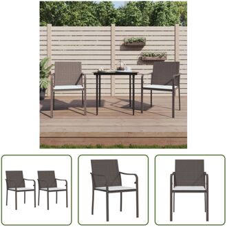 Tuinstoel Bruin PE-Rattan/Staal 56x59x84cm - Stevig Frame - Comfortabel Zitkussen