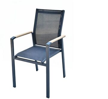 Tuinstoel Lorenzo - Stapelbaar - Aluminium - Zwart