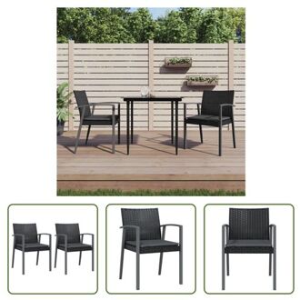 Tuinstoel PE-rattan - 56.5 x 57 x 83 cm - zwart - 110 kg draagvermogen - incl - 2 x kussen