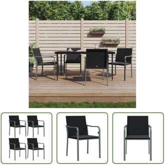 Tuinstoel - PE-rattan en staal - 56x59x84 cm - Zwart