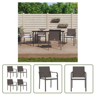 Tuinstoel PE-rattan - staal - 56x59x84 cm - Bruin - Set van 4