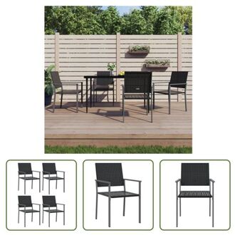 Tuinstoel - PE-rattan - Zwart - 54 x 62.5 x 89 cm - 110 kg