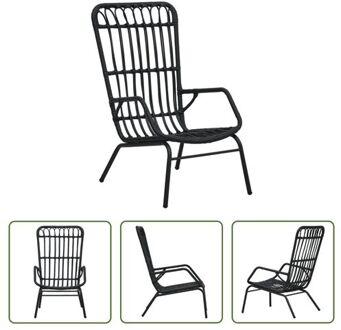 Tuinstoel - Poly Rattan - 75x53.5x90 cm - Zwarte Kleur