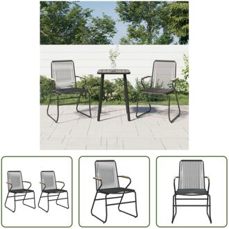 Tuinstoel - PVC-rattan - Stalen frame - Comfortabel zitten - 58x59x85.5cm - Set van 2 Zwart