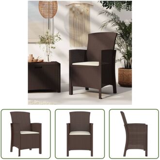 Tuinstoel Rattan-Look - Bruin - 60 x 58 x 90 cm - Met Comfortabel Kussen