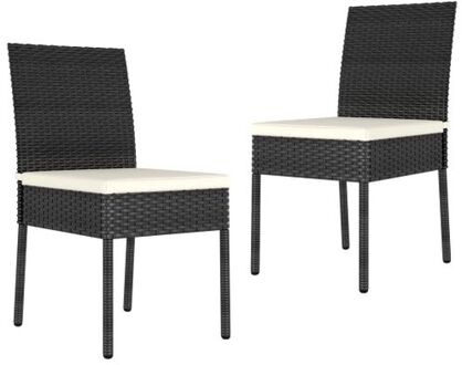 Tuinstoelen 2 st poly rattan zwart