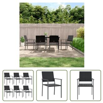 Tuinstoelen - 6 stuks - Zwart - PE-rattan - 54x62.5x89 cm - Staal frame - Comfortabele zit