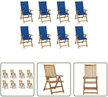 Tuinstoelen - Acaciahout - Verstelbaar - Inklapbaar - Set van 8 Blauw