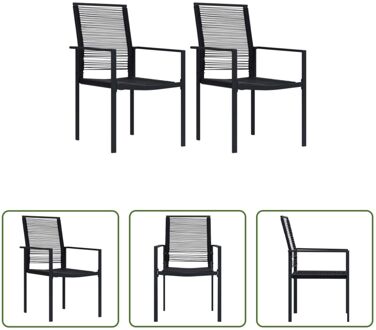 Tuinstoelen - Hol PVC-rattan - Zwart - 60x55x90 cm