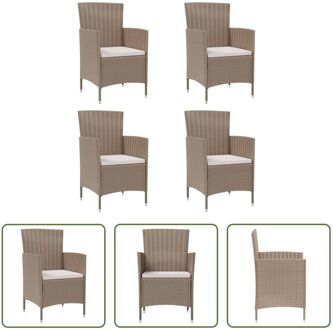 Tuinstoelen - Poly rattan - Beige - 61 x 60 x 88 cm - Stevig frame - Gemakkelijk schoon te maken