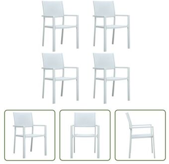 tuinstoelen Rattan-look - 58.5 x 53.5 x 88.5 cm - wit - set van 4