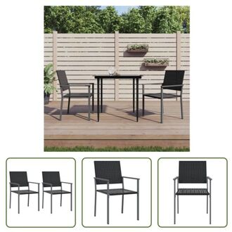 Tuinstoelen - Trendy - Tuinmeubelen - Afmeting- 54x62.5x89 cm - Ken- Duurzaam PE-rattan Zwart