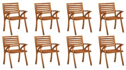 Tuinstoelenset - Acaciahout - 59 x 59 x 87 cm - Set van 8 stoelen Bruin